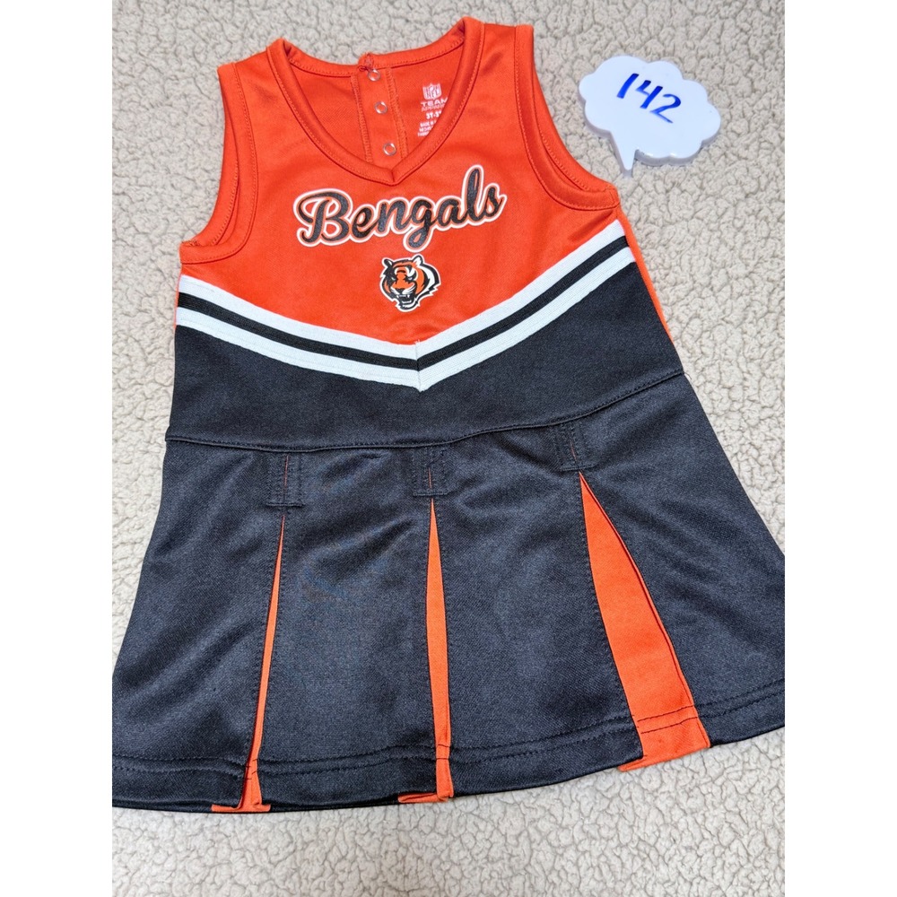 NFL Team Apparel Cincinnati Bengals Toddler Girls Cheerleader Dress Orange 3T